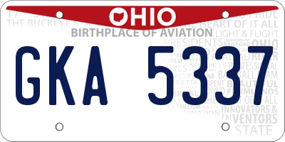OH license plate GKA5337