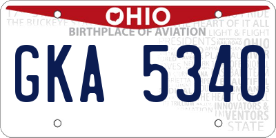 OH license plate GKA5340