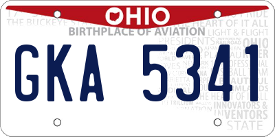 OH license plate GKA5341