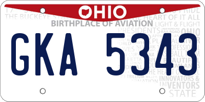 OH license plate GKA5343