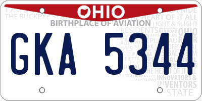 OH license plate GKA5344