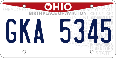 OH license plate GKA5345