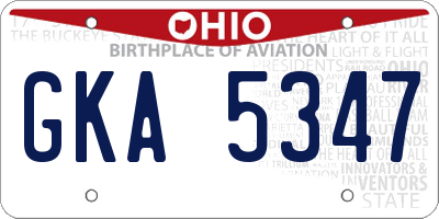 OH license plate GKA5347