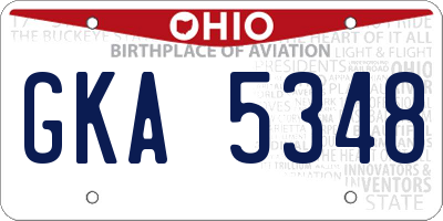 OH license plate GKA5348