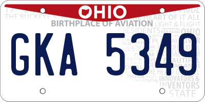 OH license plate GKA5349