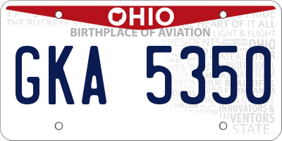 OH license plate GKA5350
