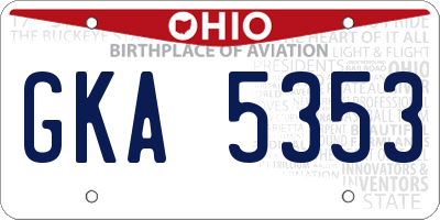 OH license plate GKA5353