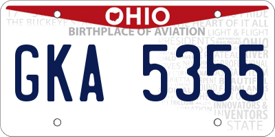 OH license plate GKA5355