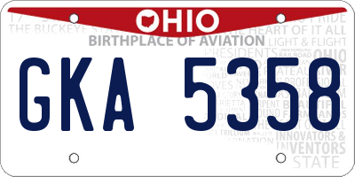 OH license plate GKA5358