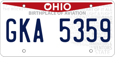 OH license plate GKA5359
