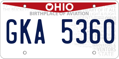 OH license plate GKA5360