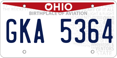 OH license plate GKA5364