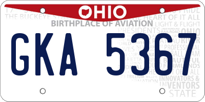OH license plate GKA5367