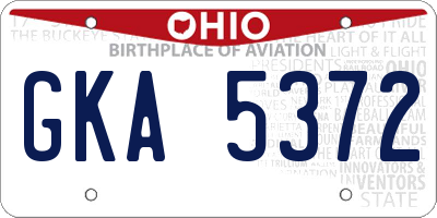 OH license plate GKA5372