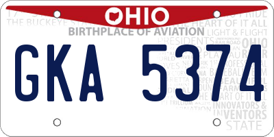 OH license plate GKA5374