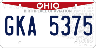 OH license plate GKA5375