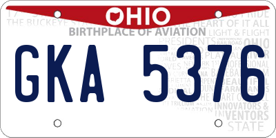OH license plate GKA5376