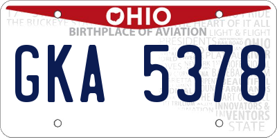 OH license plate GKA5378