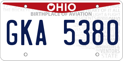OH license plate GKA5380