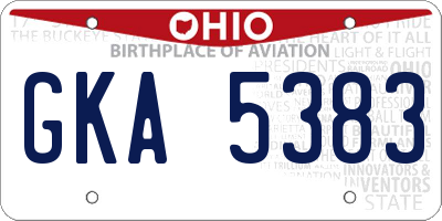 OH license plate GKA5383