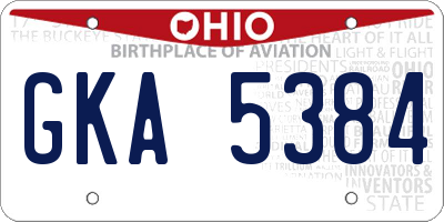 OH license plate GKA5384