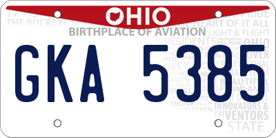 OH license plate GKA5385