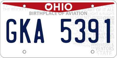 OH license plate GKA5391