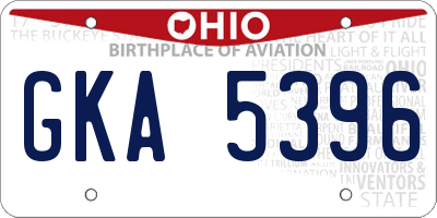 OH license plate GKA5396