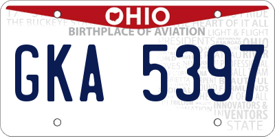 OH license plate GKA5397