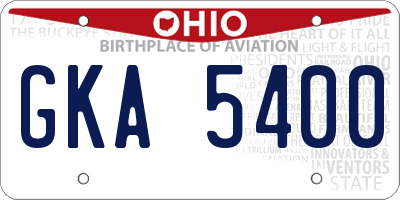 OH license plate GKA5400