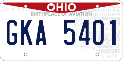 OH license plate GKA5401