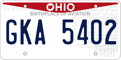 OH license plate GKA5402