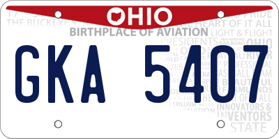 OH license plate GKA5407