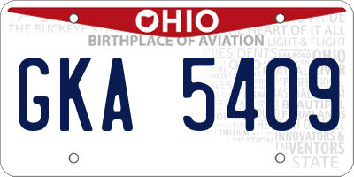 OH license plate GKA5409
