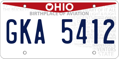 OH license plate GKA5412