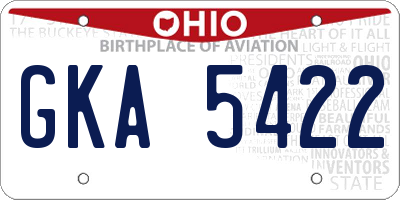 OH license plate GKA5422