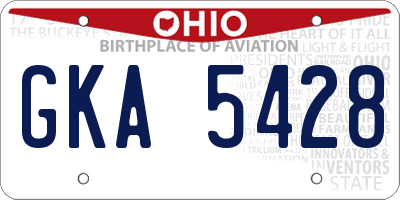 OH license plate GKA5428