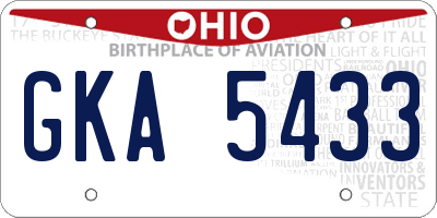 OH license plate GKA5433
