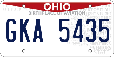 OH license plate GKA5435