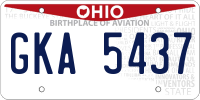 OH license plate GKA5437