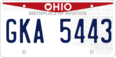 OH license plate GKA5443