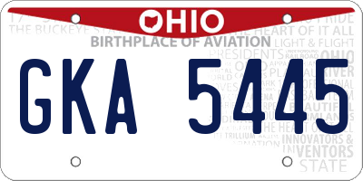 OH license plate GKA5445