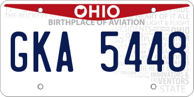 OH license plate GKA5448