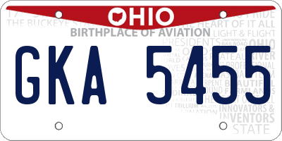 OH license plate GKA5455