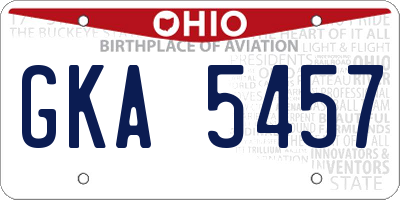 OH license plate GKA5457