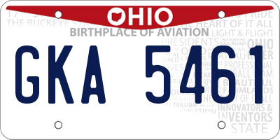 OH license plate GKA5461