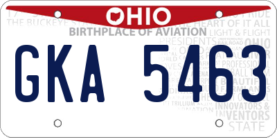 OH license plate GKA5463