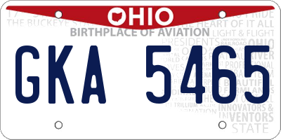OH license plate GKA5465