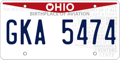 OH license plate GKA5474