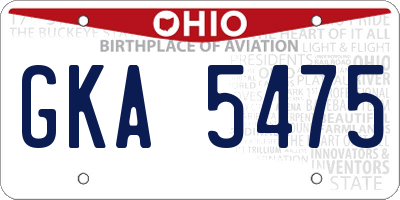 OH license plate GKA5475